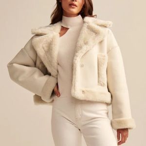 NWOT A&F Sherpa Vegan Leather Coat